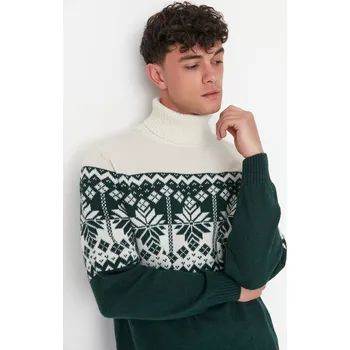 Pánský svetr Pánský svetr Trendyol Jacquard Trendyol černá | šedá 1987585