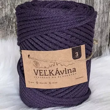 Příze Velká vlna Špagát 3mm Lilek (Špagátová příze 3mm Baklažán)