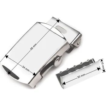 Galanterie Kovová spona 30 mm na opasek s koncovkou - 3 nikl černý