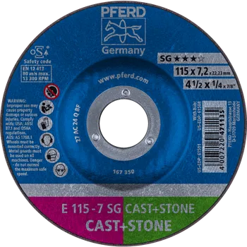 Brusný kotouč Pferd 62911625 | Brusný kotouč pro slévárny 115 x 7,2 x 22,23 mm, SG CAST + STONE
