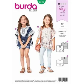 Střih Burda číslo 9340 na top pro malé děti -