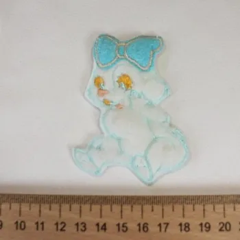 Nášivka Nášivka KOČKA SV.MODRÁ, MAŠLE MODRÁ PLYŠ - Bílá, 7,5x6cm