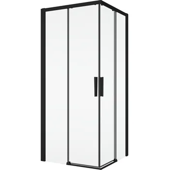 Ronal Bathrooms (Sanswiss) Rohový vstup Ronal Divera s dvoudílnými posuvnými dveřmi 900 x 2000 mm, černá matná/sklo bílé linky