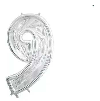 Balónek Forma číslo „9“ na latexové balóny, 126 cm, stříbrná