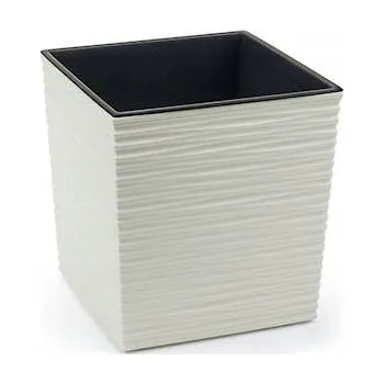 Květináč Květináč plast béžový Lamela 19 cm x 19 x 19,5 cm