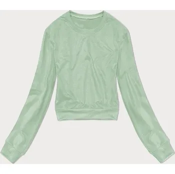 Dámská mikina Tenká krátká dámská tepláková mikina v pistáciové barvě (8B938-39) odstíny zelené S (36)