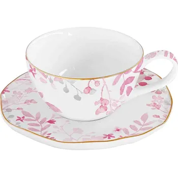 Porcelánový šálek a podšálek Paradise Pink