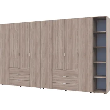 Šatní skříň Skříň osmidveřová s regálem Gelar 348.2 cm Dub sonoma
