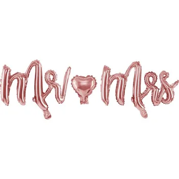 Balónek Fóliové balónky Mr Mrs růžovo-zlaté 125x69 cm