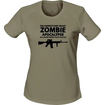 Dámské funkční tričko Zombie Apocalypse M4 Carbine - olivová