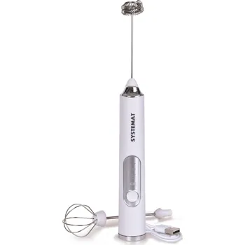 SYSTEMAT | USB napěňovač mléka a šlehač vajec 2v1 | 3 rychlosti & nabíjecí mini šlehač bílý Dedra