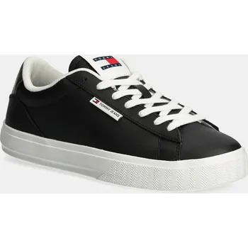Pánské tenisky Kožené sneakers boty Tommy Jeans TJW CUPSOLE SNEAKER METALLIC EN0EN02686 černá 99X, EUR 36