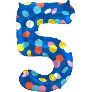 Party dekorace Balónek fóliový číslo 5 Lentilky 86 cm