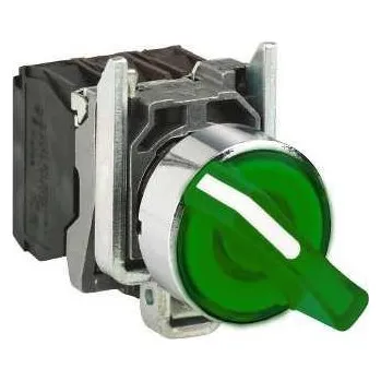vypínač Schneider Electric XB4BK123B5 Ovládač otočný prosvětlený s LED, 1 Z + 1 V, 24 V, zelený
