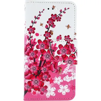 Pouzdro na mobilní telefon Obal iPhone SE 2020 knížkový Kytičky textil (kryt neboli pouzdro na iPhone SE 2020)