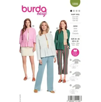 Střih na dámský kabátek Burda 5906 -