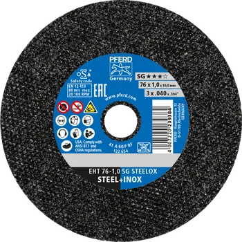 Řezný kotouč Pferd 65508001 | Řezný kotouč 76 x 1,0 x 10,0 mm, pro přímé brusky SG STEELOX