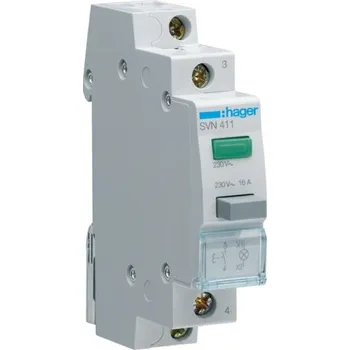 vypínač Hager SVN411 Tlačítko 1S, 16A s kontrolkou zelenou, 230V
