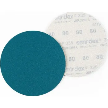 Brusný papír Smirdex 335 zirkonové brusivo, Kruhový výsek na suchý zip 125mm P80