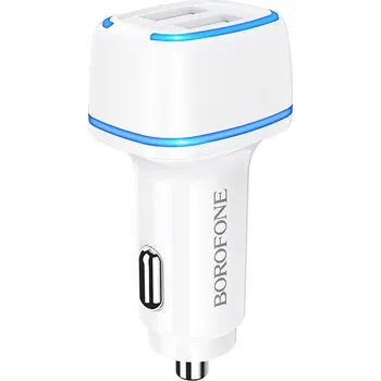 Adaptér do auta Borofone BZ14 Max Dual 2.4A bílý