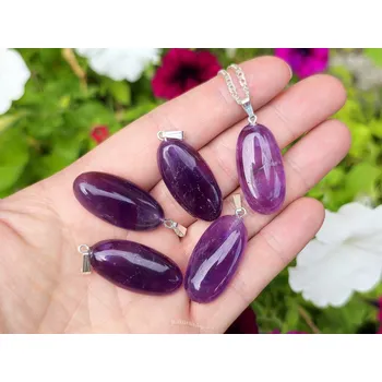 Přívěsek Ovál přívěsek ametyst 30 x 15mm úchyt Ag 925/1000