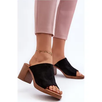 Dámské žabky Elegantní lehké dámské pantofle na vysokém podpatku černá Varnila Velikost: 41