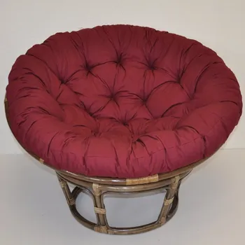 Papasan Ratanový papasan 110 cm hnědý polstr vínový SLEVA 10 % | RYCHLÉ DODÁNÍ