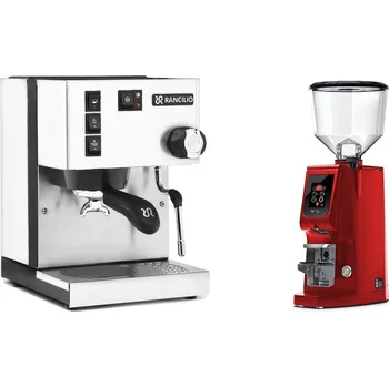 Kávovar Rancilio Silvia E, white + Eureka Atom W 75, ferrari red