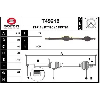 Hřídel nápravy Hnací hřídel EAI T49218