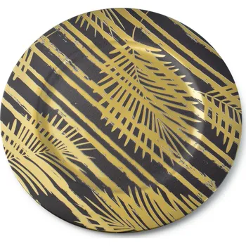 Talíř Dekorativní podtalíř BLANCHE IV 33 cm černý se zlatými palmovými listy