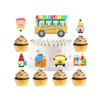 Vánoční dekorace Papírové ozdoby na špejli na dortíky - 25 ks