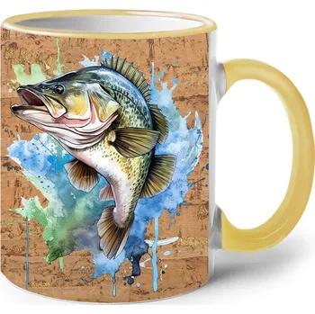 Keramický hrnek s rybou 3, Barva Žlutá, Velikost 330 ml, Canvas Keramický hrnek s barevným uchem Bezvatriko.cz 2724