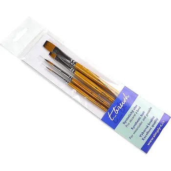 Umělecký štětec Sada 4 ks syntetických štětců s krátkou rukojetí Simply-T Academy č.2