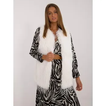 Dámská vesta se zapínáním na knoflíky elegantní kožešinová ecru