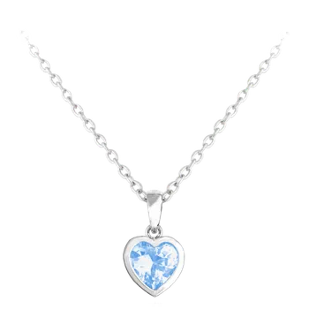 Náhrdelník Stříbrný náhrdelník se srdíčkem se světle modrým zirkonem