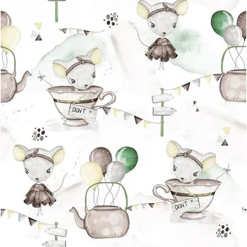 Povlečení Bavlněné dětské povlečení Myšky s balónky Rozměr: 45x60 a 90x140 cm