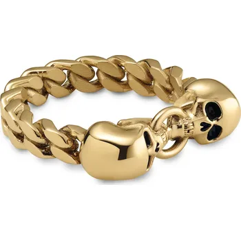 Prsten Aspero | Prsten z nerezové oceli zlaté barvy se dvěma lebkami - Lucleon