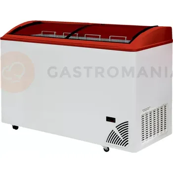 Pultová mraznička s posuvným oblým víkem a digitálním termostatem s teploměrem | BYFAL, ARO 506/2 Red Edge