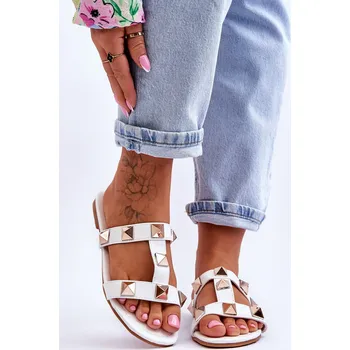 Dámské pantofle Boto Dámské pantofle s velkými cvočky Mercure Barva: Bílá, Velikost: 36