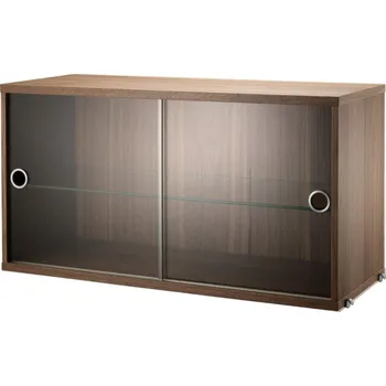 Komoda String Skříňka Display Cabinet with Sliding Doors, walnut