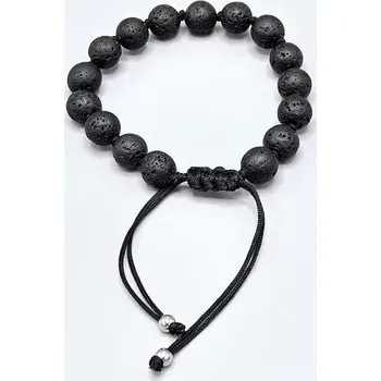 Náramek Shamballa náramek Láva 8 mm černé šňůrky 17 - 28,2 cm