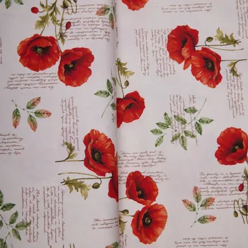 Tegatex Bavlněná látka s digitálním tiskem - vlčí máky s písmem