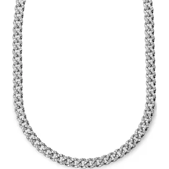 Náhrdelník Nicos | 8mm kubánský řetízkový náhrdelník stříbrné barvy posetý zirkony - Otsu