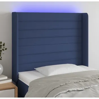 Ložnice vidaXL Čelo postele s LED 83 x 16 x 118/128 cm textil [3124169] Barva: Modrá