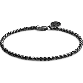 Náramek Essentials | 3mm kostičkovaný řetízkový náramek se zaoblenými články v&nbsp;černé barvě gunmetal - Lucleon