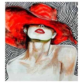 Set školních potřeb Mozaika diamentowa 5D - Kobieta w kapelusz 40x30cm