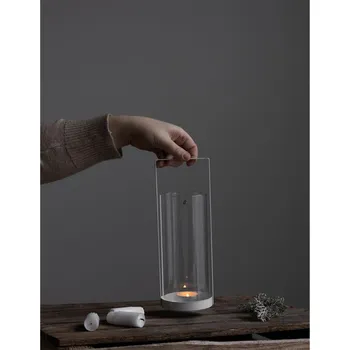 Svícen STOREFACTORY Skleněná lucerna v kovovém stojanu KVARNVIK S 9x26cm bílá