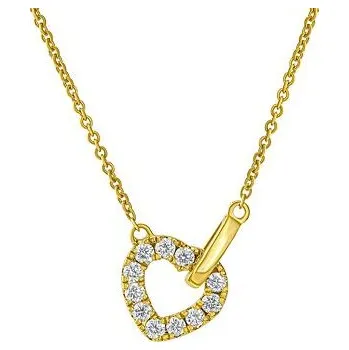 Řetízek Diamantový náhrdelník (0,16 ct) srdce Marylin ze žlutého zlata DNN39845NGYD