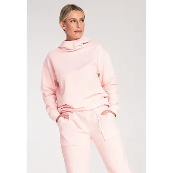 Dámská mikina Bavlněná mikina s volným stojáčkem M1034 FIGL Barva: Světle Růžová, Velikost: XL