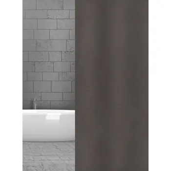 Sprchový závěs wela TEXTILNÍ SPRCHOVÝ ZÁVĚS TMAVĚ ŠEDÝ se závažím obšitý W01160 šířka x výška: za 1 cm šířky (nastavte počet cm) x 200 cm výšky